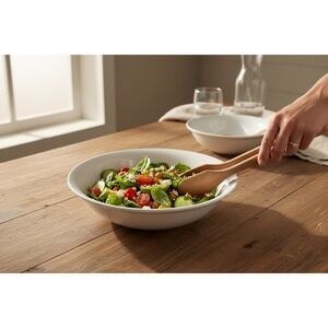 Over and Back Serving Bowl Unisex 12in White NWOT Ceramic Round Salad Pasta